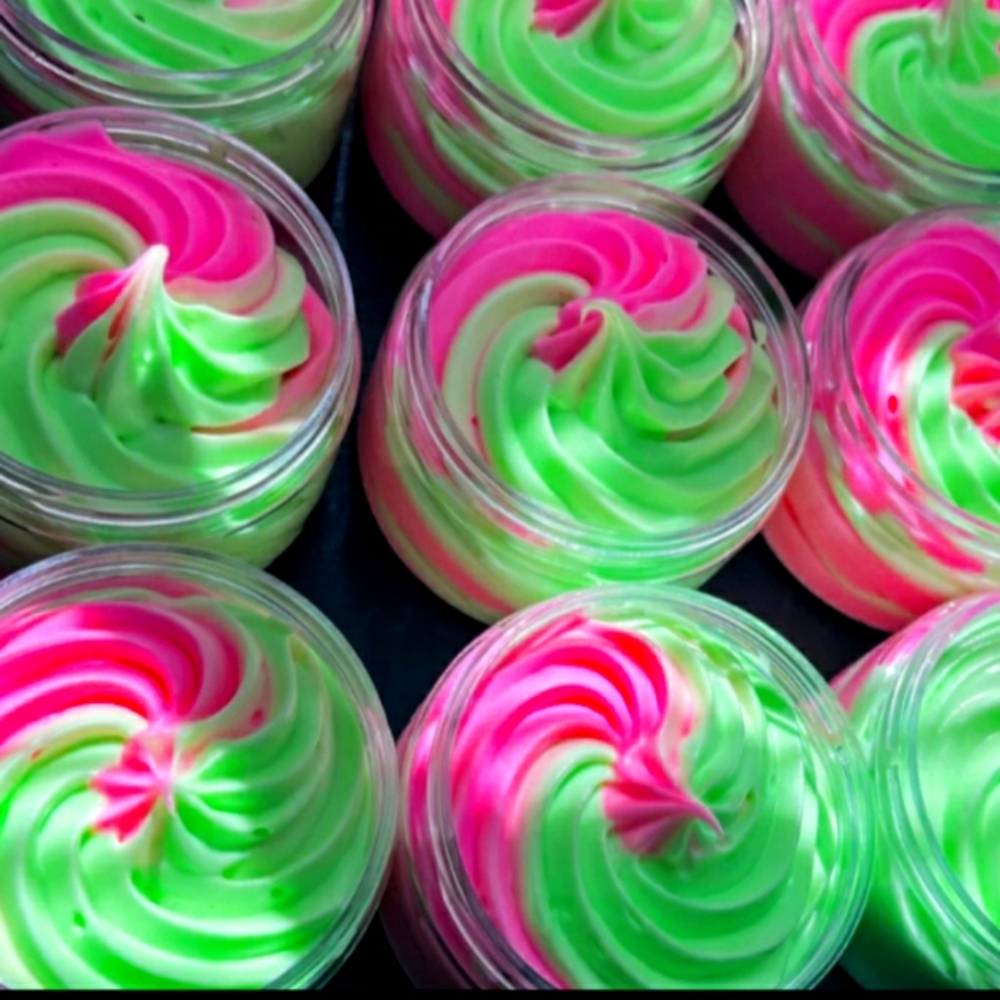 1inMelon Whipped Body Butter swirls (pink&green)